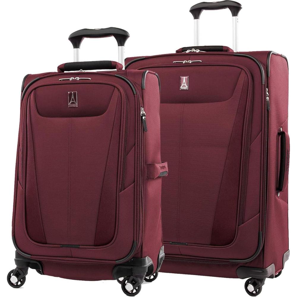 imageTravelpro Maxlite 5 Softside Expandable Luggage with 4 Spinner Wheels Lightweight Suitcase Men and Women Ensign Blue CheckedMedium 25InchBurgundy