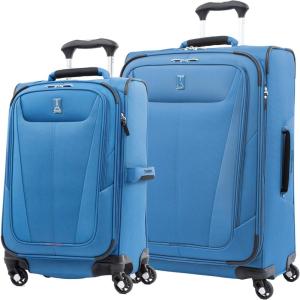 Travelpro Maxlite 5 Softside Expandable Luggage with 4 Spinner Wheels, Lightweight Suitcase, Men and Women, Ensign Blue, Checked-Medium 25-Inch(Azure Blue)