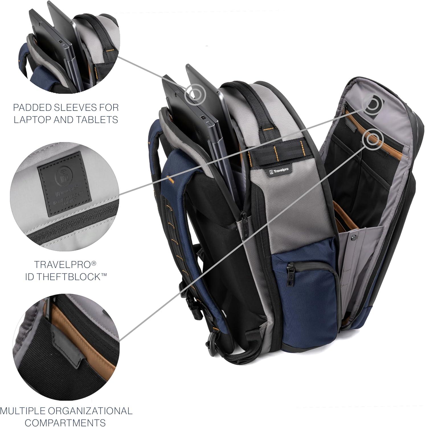 imageTravelpro Altitude Large Expandable Travel Laptop Backpack 3036L 16 Inch Laptop Water Resistant Work Business Men and Women Aviator NavyStellar NavyGrey