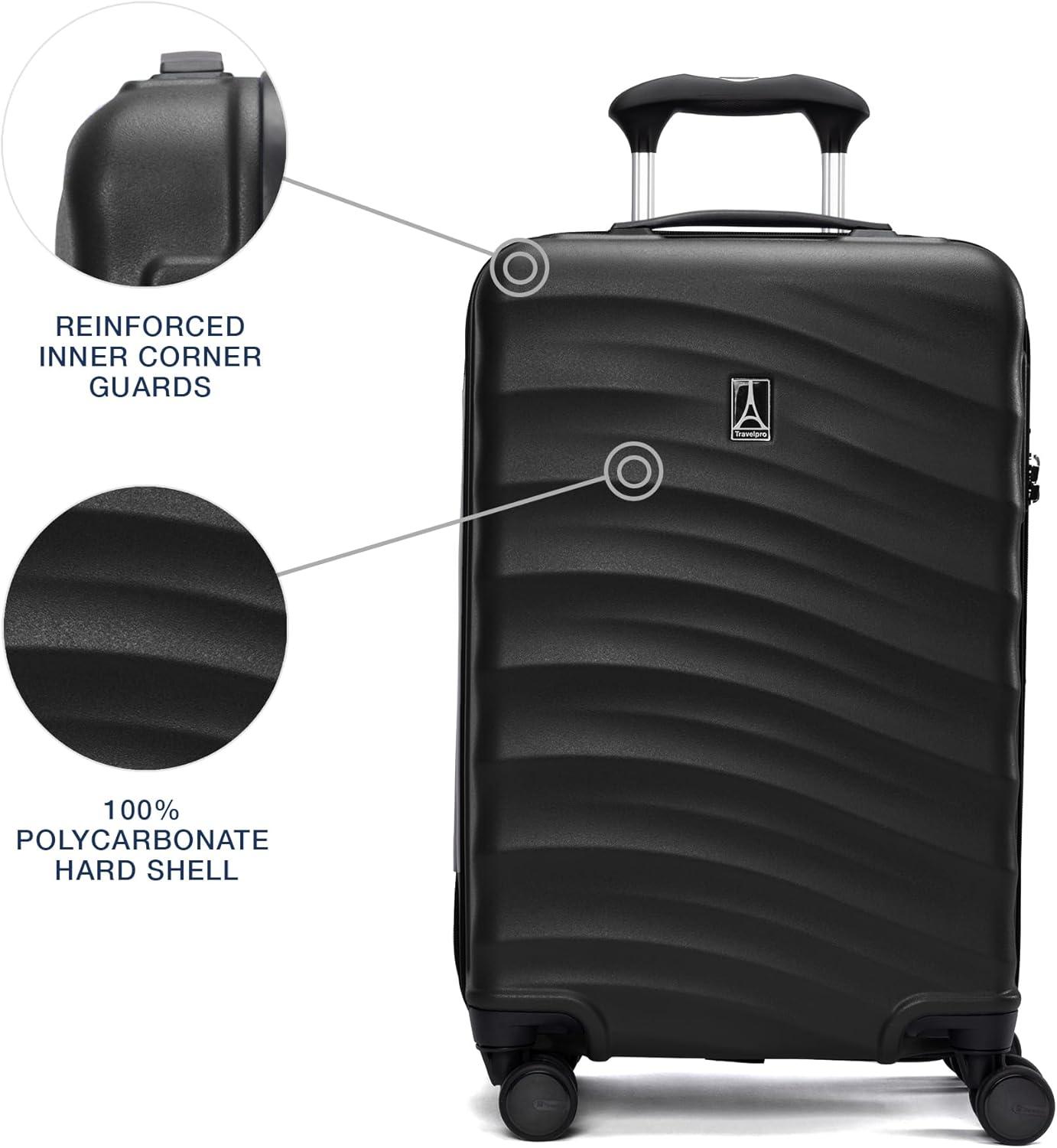 imageTravelpro Maxlite Air V2 Hardside Expandable Carry on Luggage 8 Spinner Wheels Lightweight Hard Shell Suitcase TSA lock Black Compact Carry On 20InchBlack