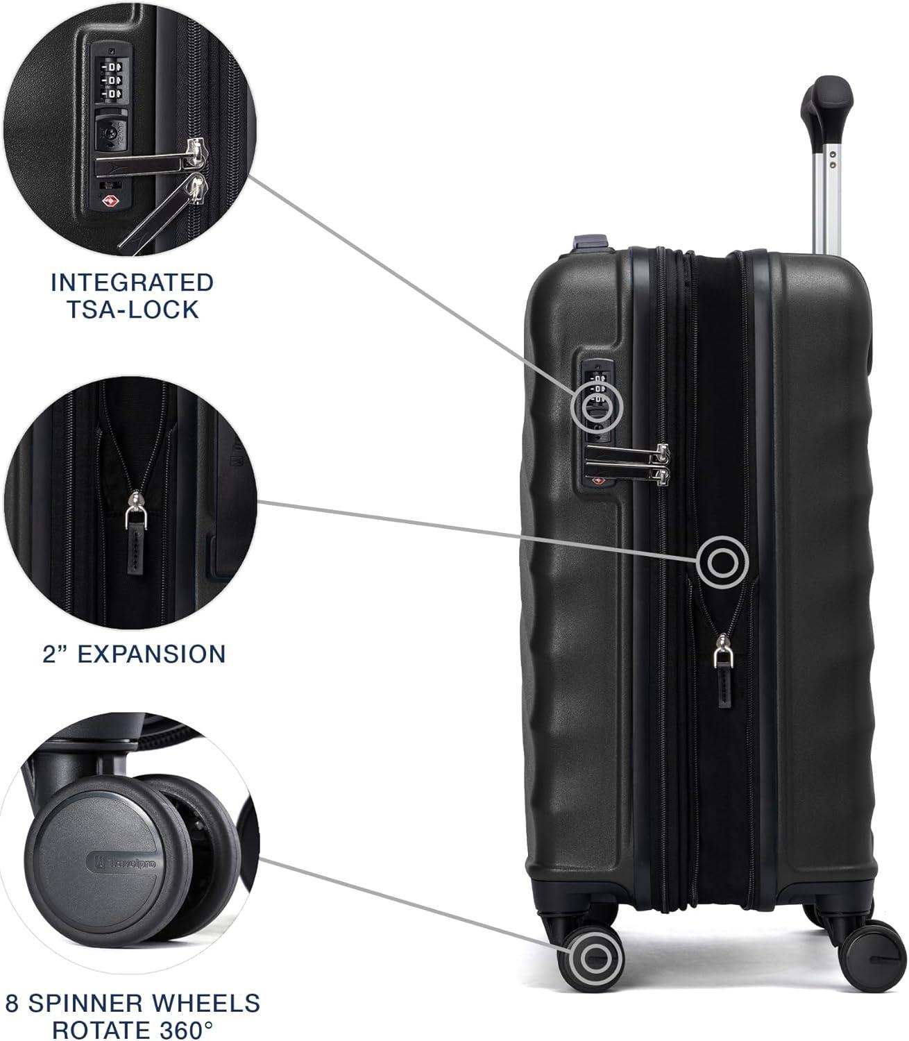 imageTravelpro Maxlite Air V2 Hardside Expandable Carry on Luggage 8 Spinner Wheels Lightweight Hard Shell Suitcase TSA lock Black Compact Carry On 20InchBlack