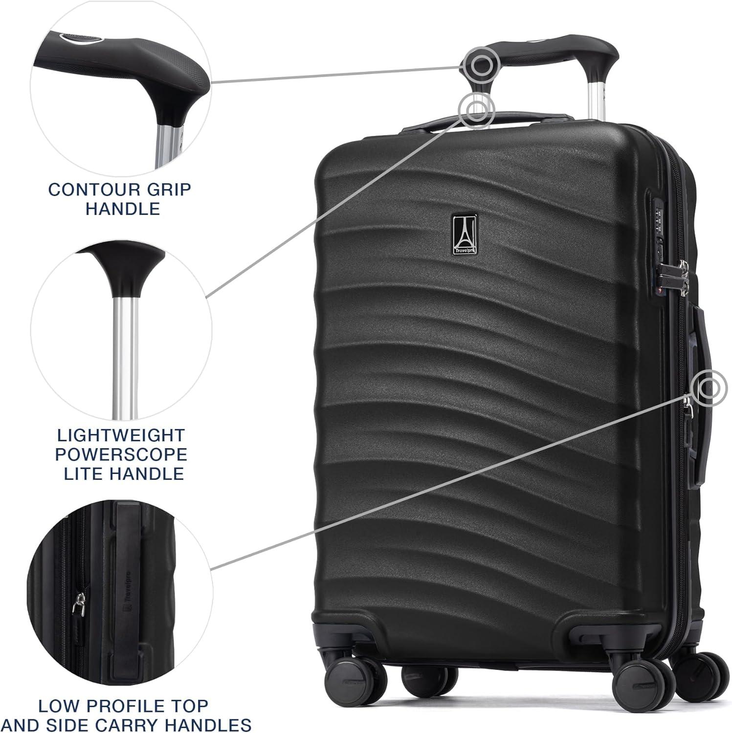 imageTravelpro Maxlite Air V2 Hardside Expandable Carry on Luggage 8 Spinner Wheels Lightweight Hard Shell Suitcase TSA lock Black Compact Carry On 20InchBlack