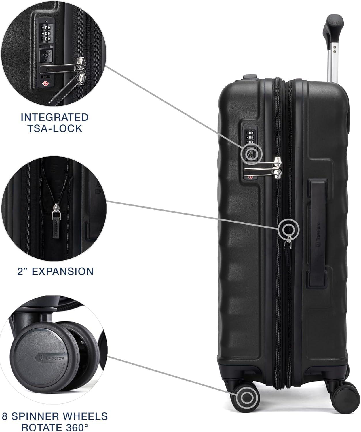 imageTravelpro Maxlite Air V2 Hardside Expandable Carry on Luggage 8 Spinner Wheels Lightweight Hard Shell Suitcase TSA lock Black Compact Carry On 20InchBlack