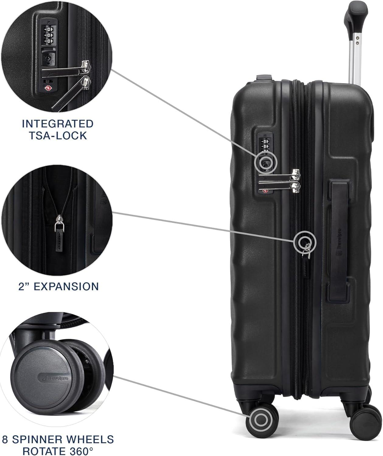 imageTravelpro Maxlite Air V2 Hardside Expandable Carry on Luggage 8 Spinner Wheels Lightweight Hard Shell Suitcase TSA lock Black Compact Carry On 20InchBlack