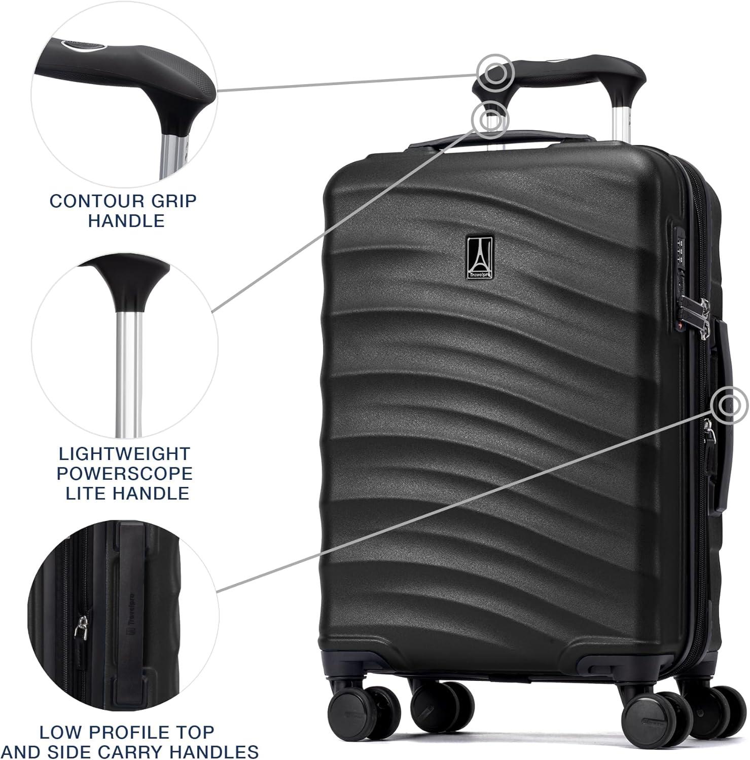 imageTravelpro Maxlite Air V2 Hardside Expandable Carry on Luggage 8 Spinner Wheels Lightweight Hard Shell Suitcase TSA lock Black Compact Carry On 20InchBlack