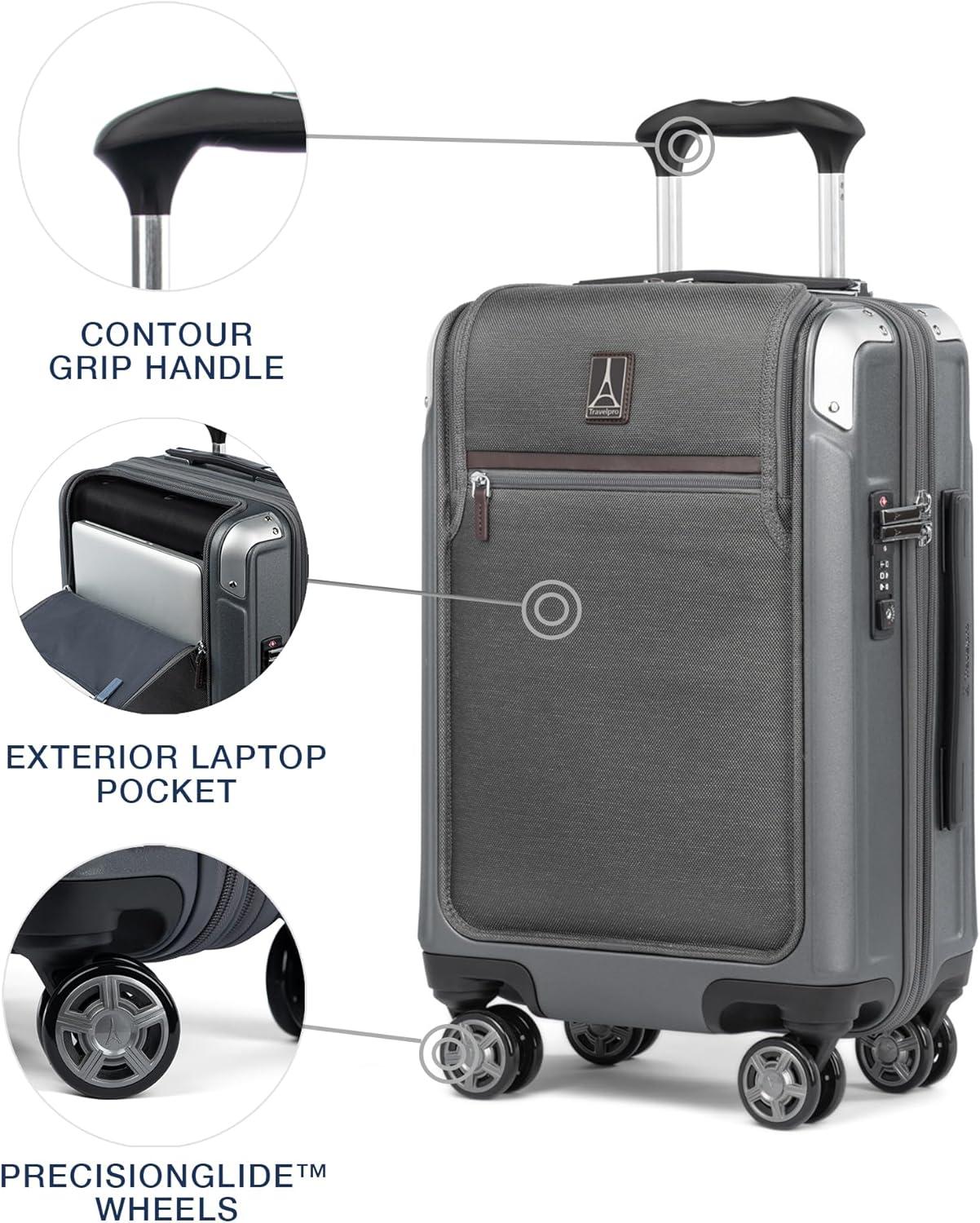imageTravelpro Platinum Elite Hardside Expandable Carry on Luggage 8 Wheel Spinner TSA Lock Hard Shell Polycarbonate Suitcase True Navy Blue Compact Carry on 20InchVintage Grey