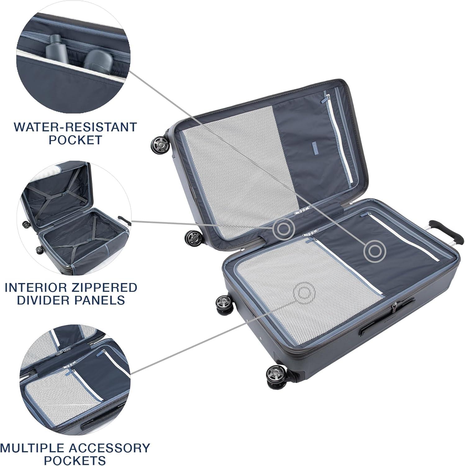 imageTravelpro Platinum Elite Hardside Expandable Carry on Luggage 8 Wheel Spinner TSA Lock Hard Shell Polycarbonate Suitcase True Navy Blue Compact Carry on 20InchVintage Grey