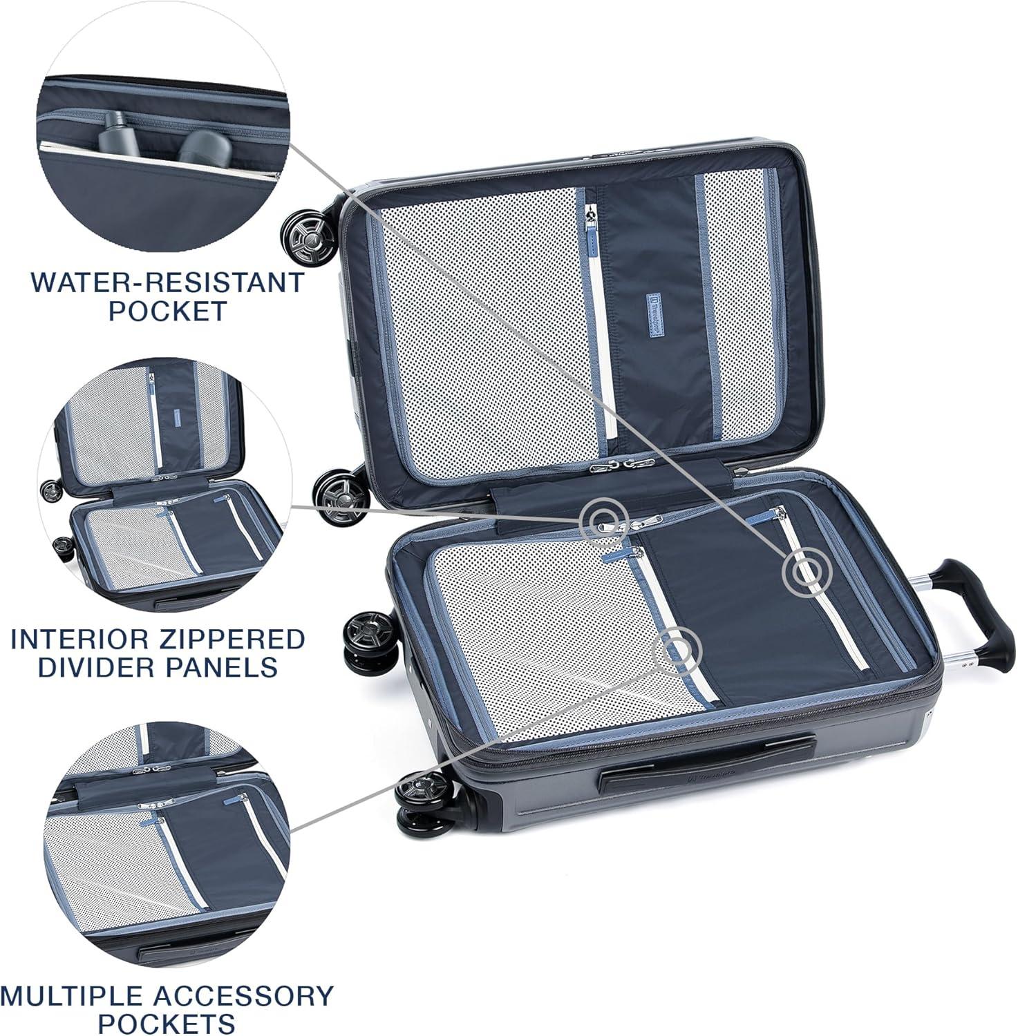 imageTravelpro Platinum Elite Hardside Expandable Carry on Luggage 8 Wheel Spinner TSA Lock Hard Shell Polycarbonate Suitcase True Navy Blue Compact Carry on 20InchVintage Grey