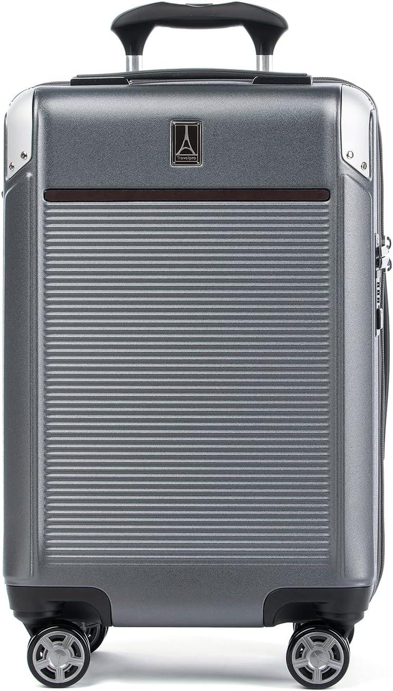 imageTravelpro Platinum Elite Hardside Expandable Carry on Luggage 8 Wheel Spinner TSA Lock Hard Shell Polycarbonate Suitcase True Navy Blue Compact Carry on 20InchVintage Grey