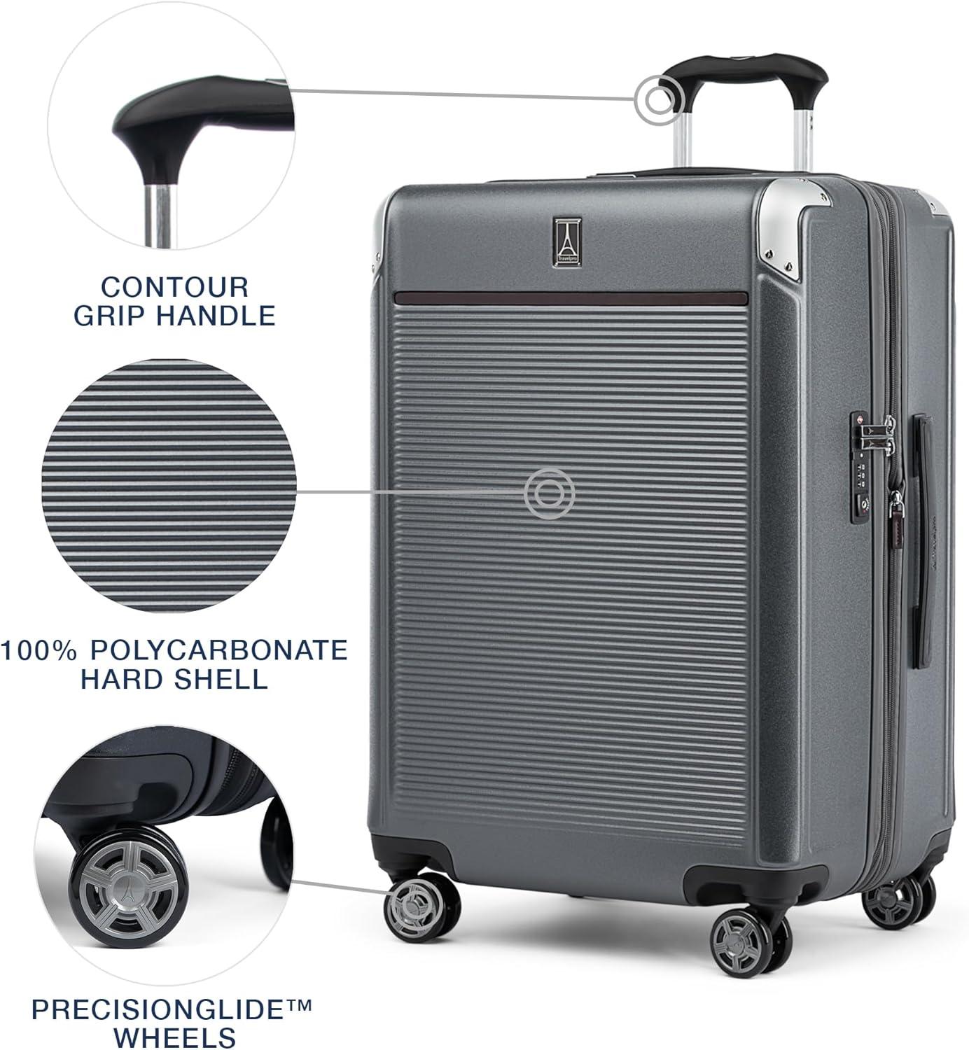 imageTravelpro Platinum Elite Hardside Expandable Carry on Luggage 8 Wheel Spinner TSA Lock Hard Shell Polycarbonate Suitcase True Navy Blue Compact Carry on 20InchVintage Grey