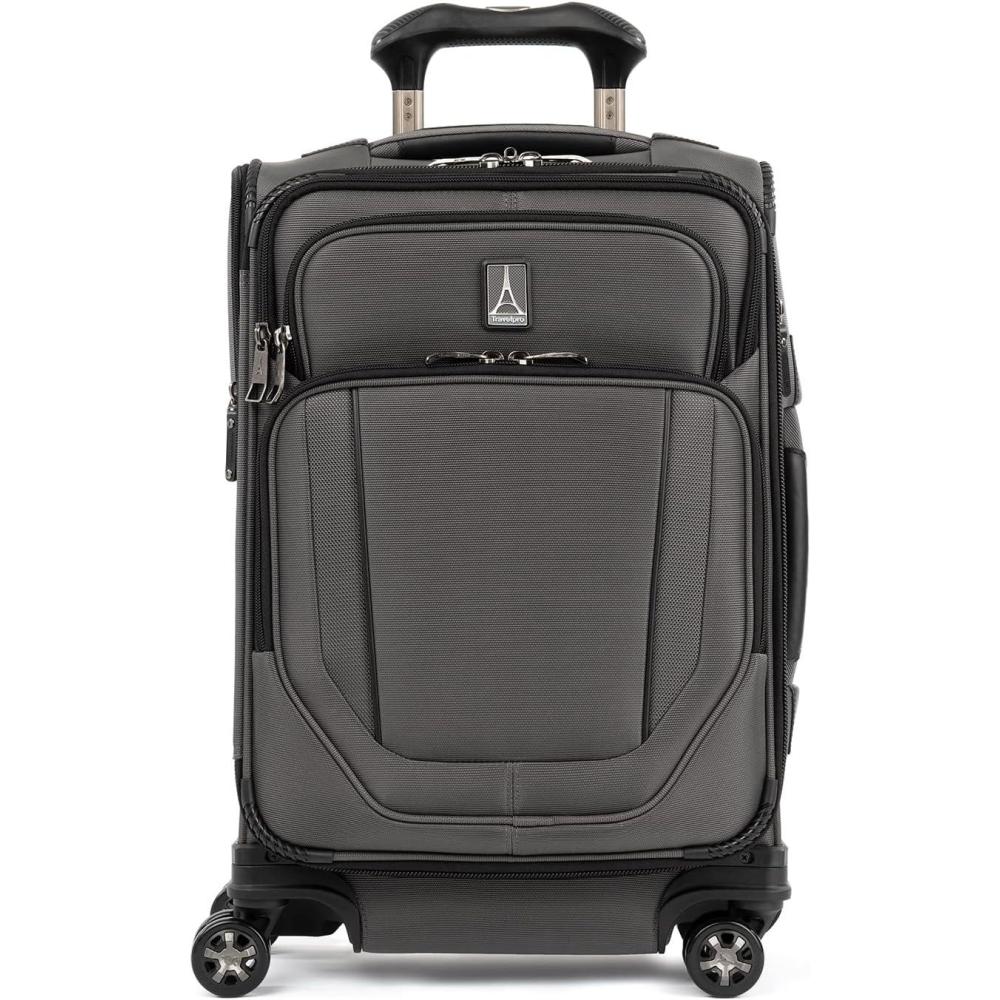 imageTravelpro Crew Versapack Softside Expandable 8 Spinner Wheel Checked Luggage Men and Women Titanium Grey Checked Large 29InchTitanium Grey