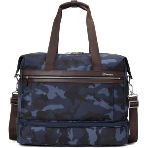 Travelpro Platinum Elite Carry on Soft Travel Drop-Bottom Weekender Bag, Overnight, Men and Women(Navy Camouflage)