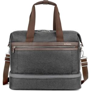 Travelpro Platinum Elite Carry on Soft Travel Drop-Bottom Weekender Bag, Overnight, Men and Women(Vintage Grey)