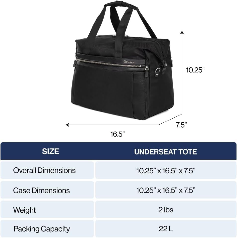 imageTravelpro Platinum Elite Carry on Soft Travel Underseat Tote Bag Weekender Overnight Men and Women165 InchBlack