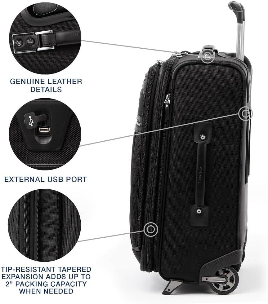 imageTravelpro Platinum Elite Softside Expandable Carry on Luggage 2 Wheel Upright Suitcase USB Port Men and Women Shadow Black Carry On 22InchShadow Black