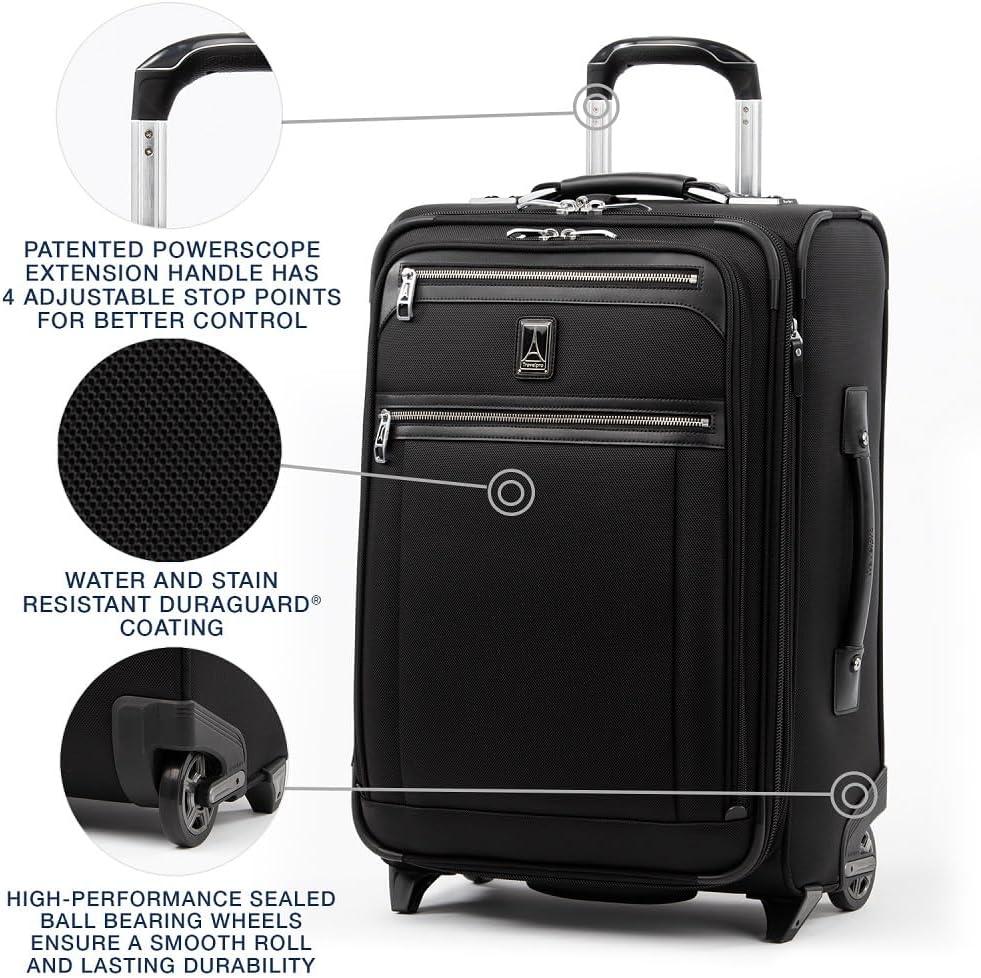 imageTravelpro Platinum Elite Softside Expandable Carry on Luggage 2 Wheel Upright Suitcase USB Port Men and Women Shadow Black Carry On 22InchShadow Black