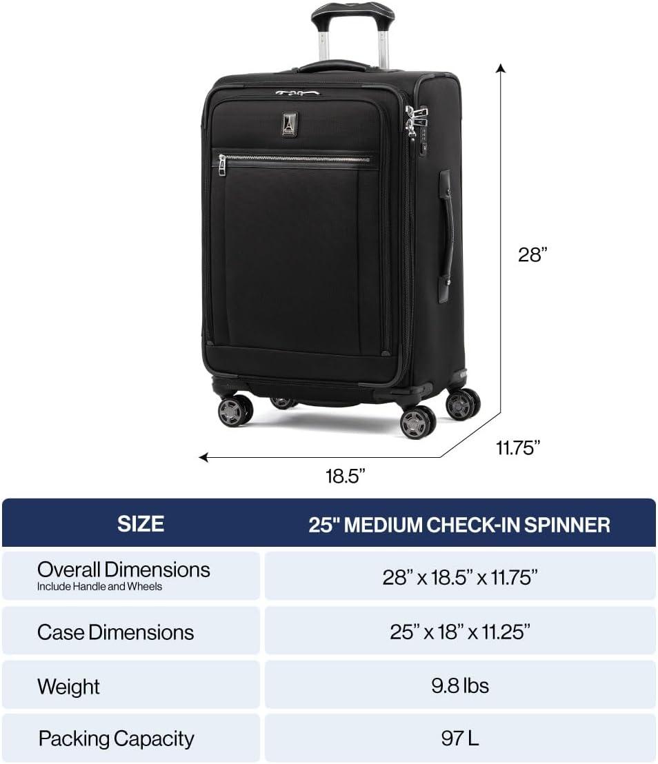 imageTravelpro Platinum Elite Softside Expandable Checked Luggage 8 Wheel Spinner Suitcase TSA Lock Men and Women Shadow Black Checked Medium 25InchRich Espresso Brown