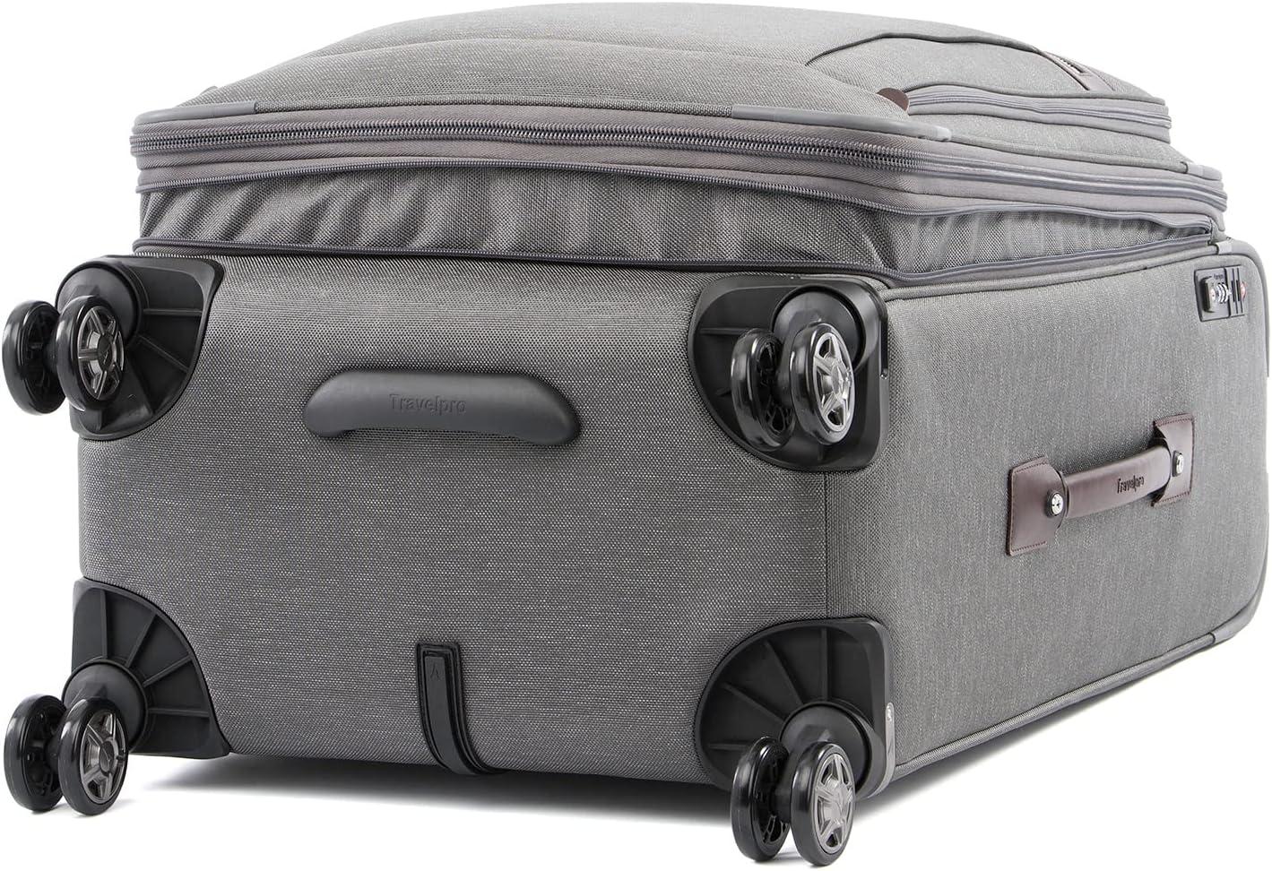 imageTravelpro Platinum Elite Softside Expandable Checked Luggage 8 Wheel Spinner Suitcase TSA Lock Men and Women Shadow Black Checked Medium 25InchVintage Grey