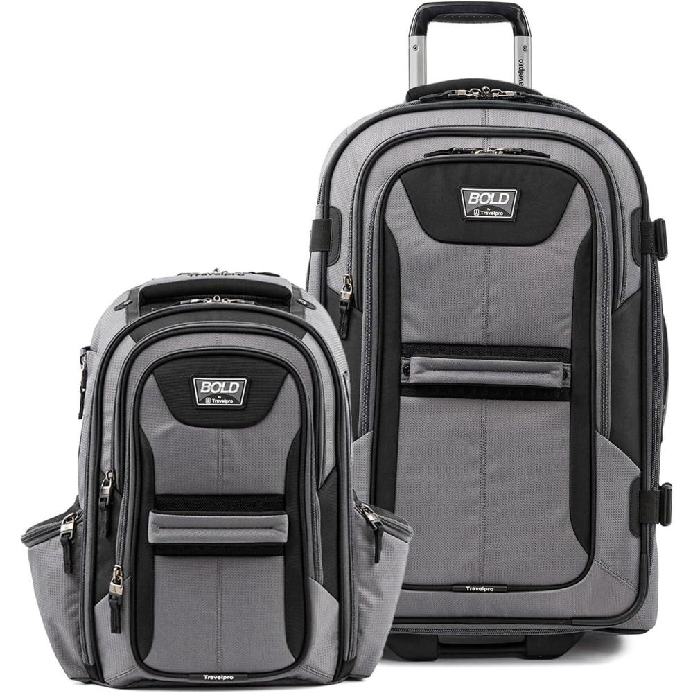 imageTravelpro Bold Softside 2Piece Set  Expandable 2Wheel Upright Medium Luggage with Backpack GreyBlackGrey