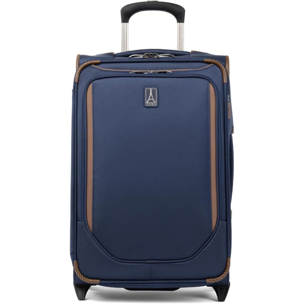 imageTravelpro Crew Classic Lightweight Softside Expandable Carry on Luggage 2 Wheel Upright Rollaboard Suitcase Men and Women Carry On 22Inch Patriot BluePatriot Blue