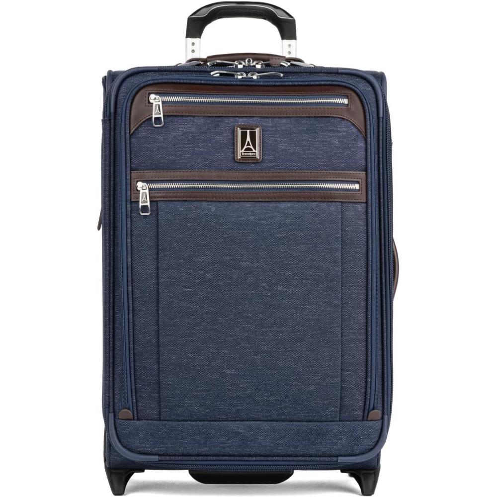 imageTravelpro Platinum Elite Softside Expandable Carry on Luggage 2 Wheel Upright Suitcase USB Port Men and Women Shadow Black Carry On 22InchTrue Navy
