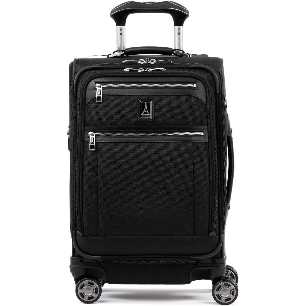 imageTravelpro Platinum Elite Softside Expandable Carry on Luggage 8 Wheel Spinner Suitcase USB Port Laptop and Tablet Sleeves Men and Women Shadow Black Carry On 20Inch