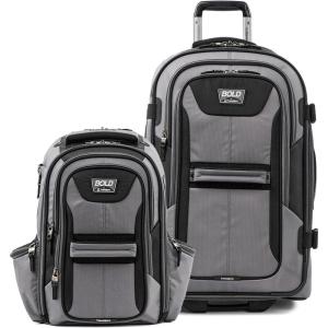 Travelpro Bold Softside 2-Piece Set — Expandable 2-Wheel Upright Medium Luggage with Backpack, Grey/Black(Grey)