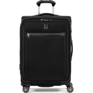 Travelpro Platinum Elite Softside Expandable Checked Luggage, 8 Wheel Spinner Suitcase, TSA Lock, Men and Women, Shadow Black, Checked Medium 25-Inch(Shadow Black)
