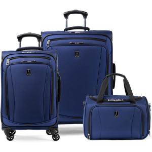Travelpro Runway 3 piece Luggage Set, Carry on UnderSeat Luggage Soft Tote, Carry-on & Convertible Medium to Large 28-Inch Check-in Expandable Luggage, 4 Spinner Wheels, Softside Suitcase, Blue(Blue)