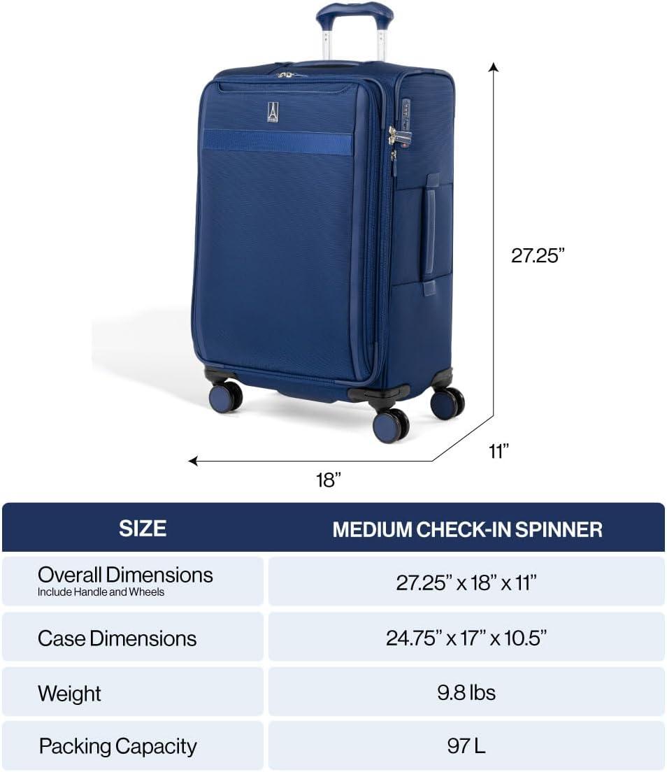 imageTravelpro VersaPack Lightweight Softside Expandable Checked Luggage 8 Spinner Suitcase TSA Lock Men and Women Checked Large 29Inch Elemental BlueEstate Blue
