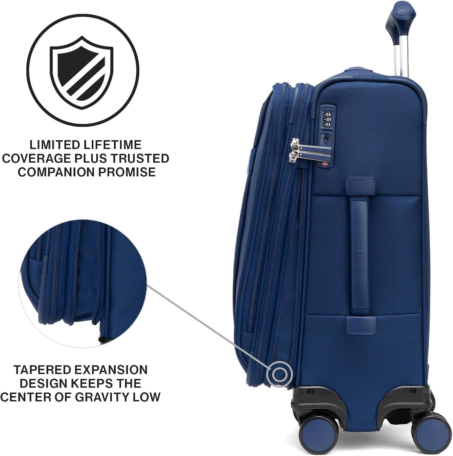 imageTravelpro VersaPack Lightweight Softside Expandable Checked Luggage 8 Spinner Suitcase TSA Lock Men and Women Checked Large 29Inch Elemental BlueEstate Blue