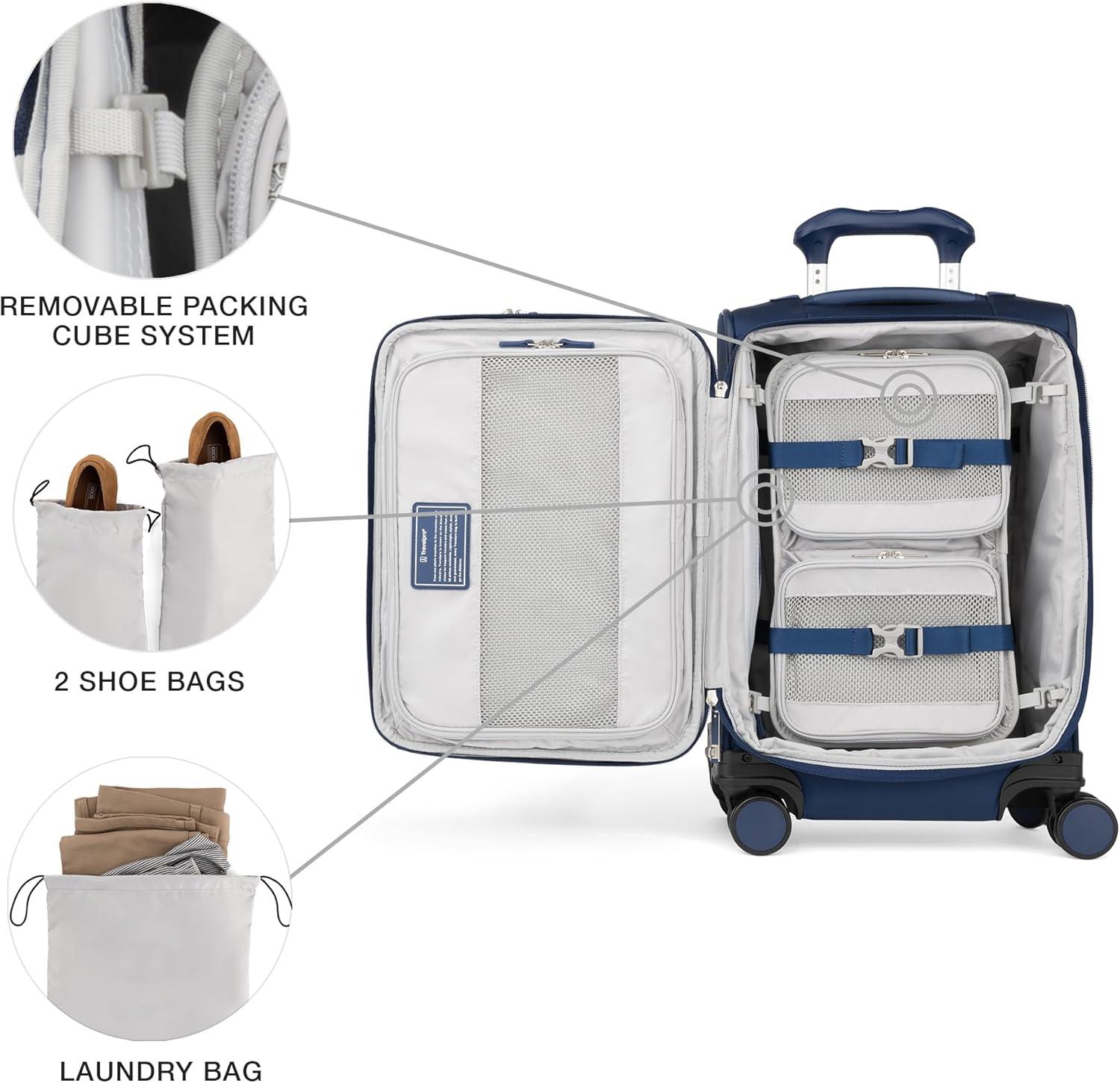 imageTravelpro VersaPack Lightweight Softside Expandable Checked Luggage 8 Spinner Suitcase TSA Lock Men and Women Checked Large 29Inch Elemental BlueEstate Blue