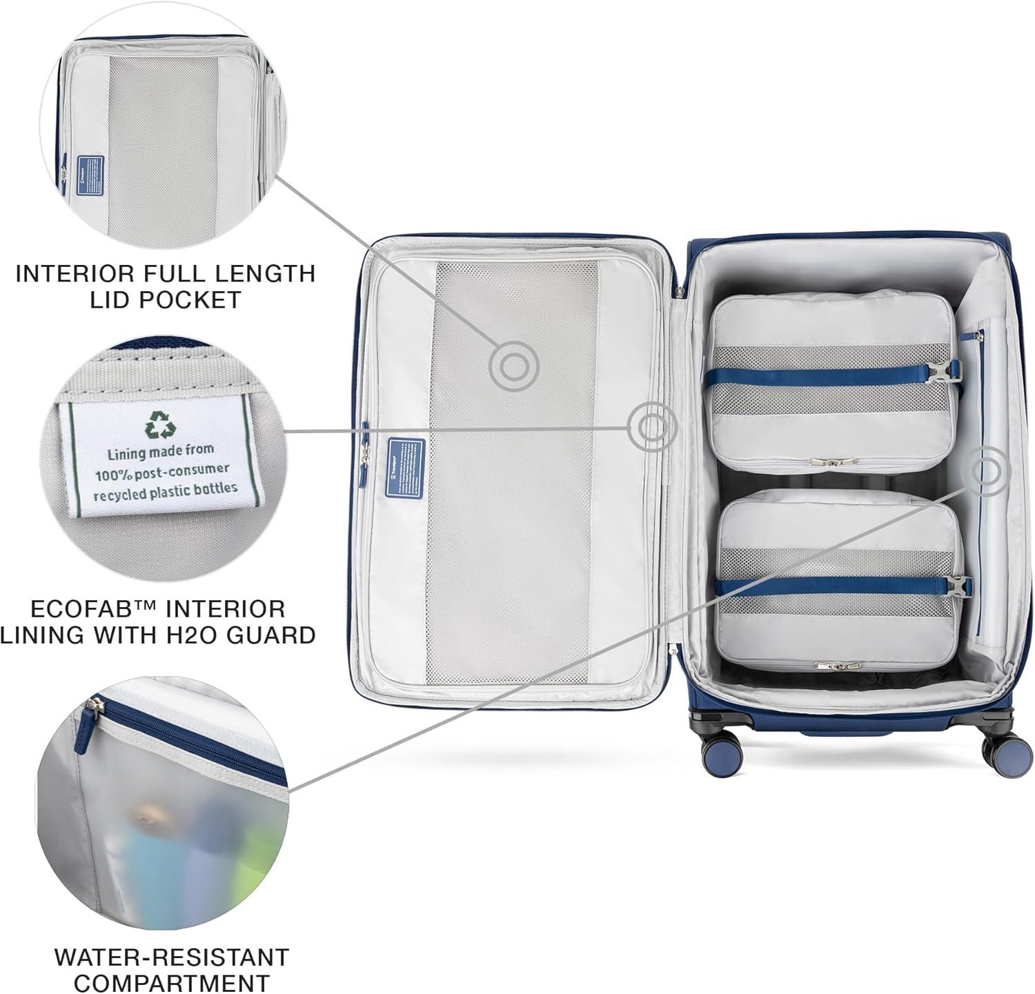 imageTravelpro VersaPack Lightweight Softside Expandable Checked Luggage 8 Spinner Suitcase TSA Lock Men and Women Checked Large 29Inch Elemental BlueEstate Blue