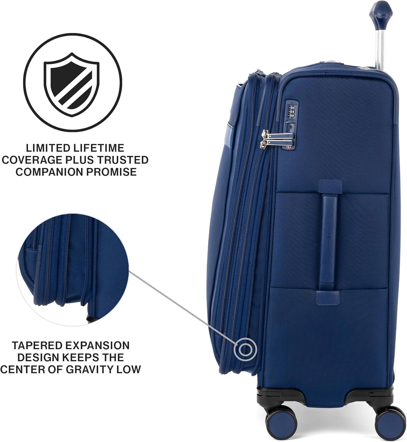imageTravelpro VersaPack Lightweight Softside Expandable Checked Luggage 8 Spinner Suitcase TSA Lock Men and Women Checked Large 29Inch Elemental BlueEstate Blue
