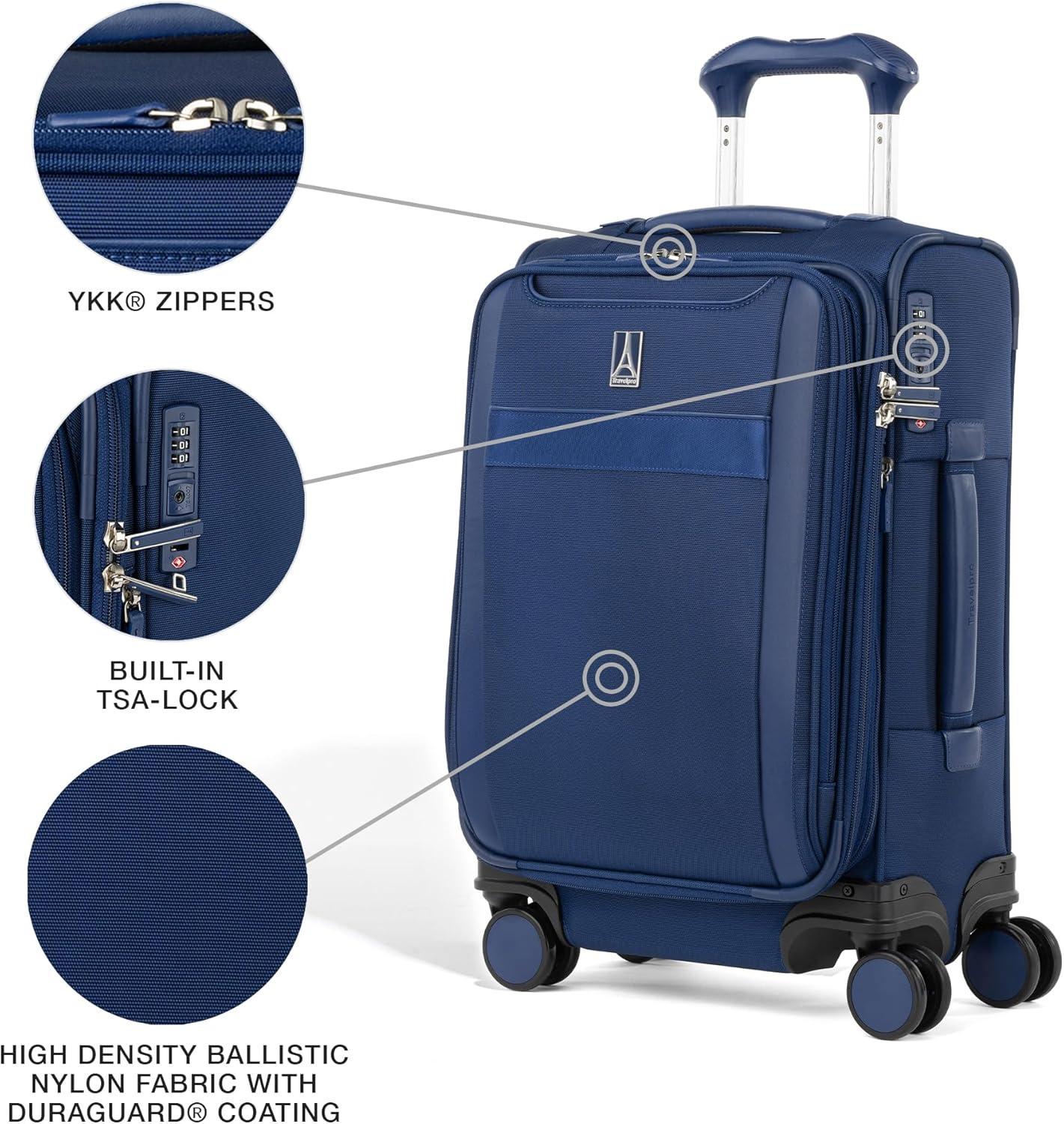 imageTravelpro VersaPack Lightweight Softside Expandable Checked Luggage 8 Spinner Suitcase TSA Lock Men and Women Checked Large 29Inch Elemental BlueEstate Blue