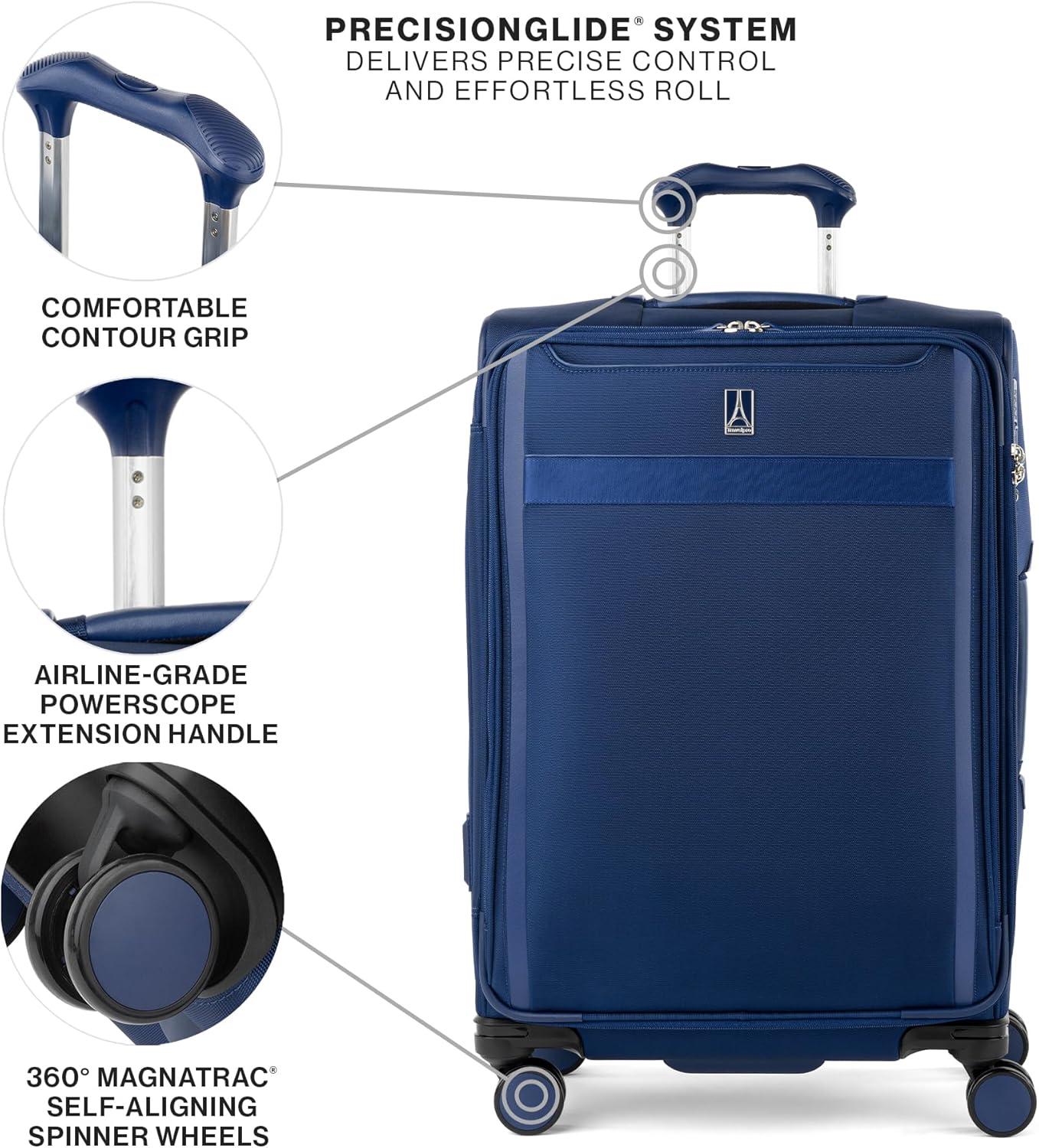 imageTravelpro VersaPack Lightweight Softside Expandable Checked Luggage 8 Spinner Suitcase TSA Lock Men and Women Checked Large 29Inch Elemental BlueEstate Blue