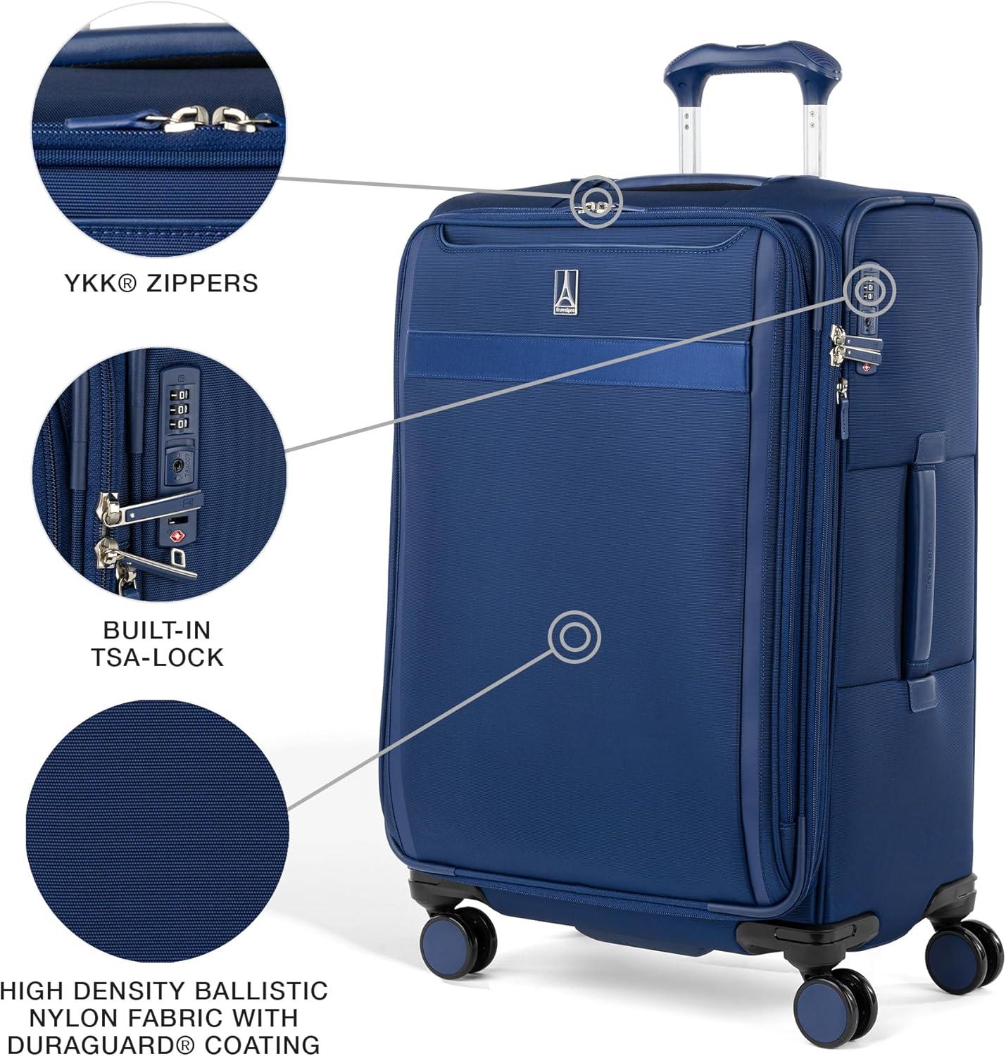 imageTravelpro VersaPack Lightweight Softside Expandable Checked Luggage 8 Spinner Suitcase TSA Lock Men and Women Checked Large 29Inch Elemental BlueEstate Blue