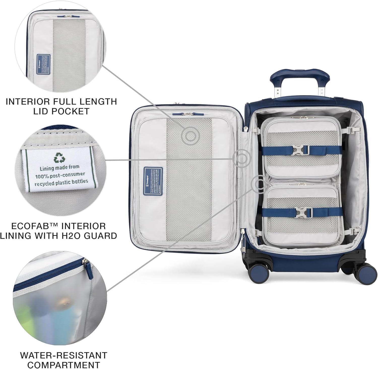 imageTravelpro VersaPack Lightweight Softside Expandable Checked Luggage 8 Spinner Suitcase TSA Lock Men and Women Checked Large 29Inch Elemental BlueEstate Blue