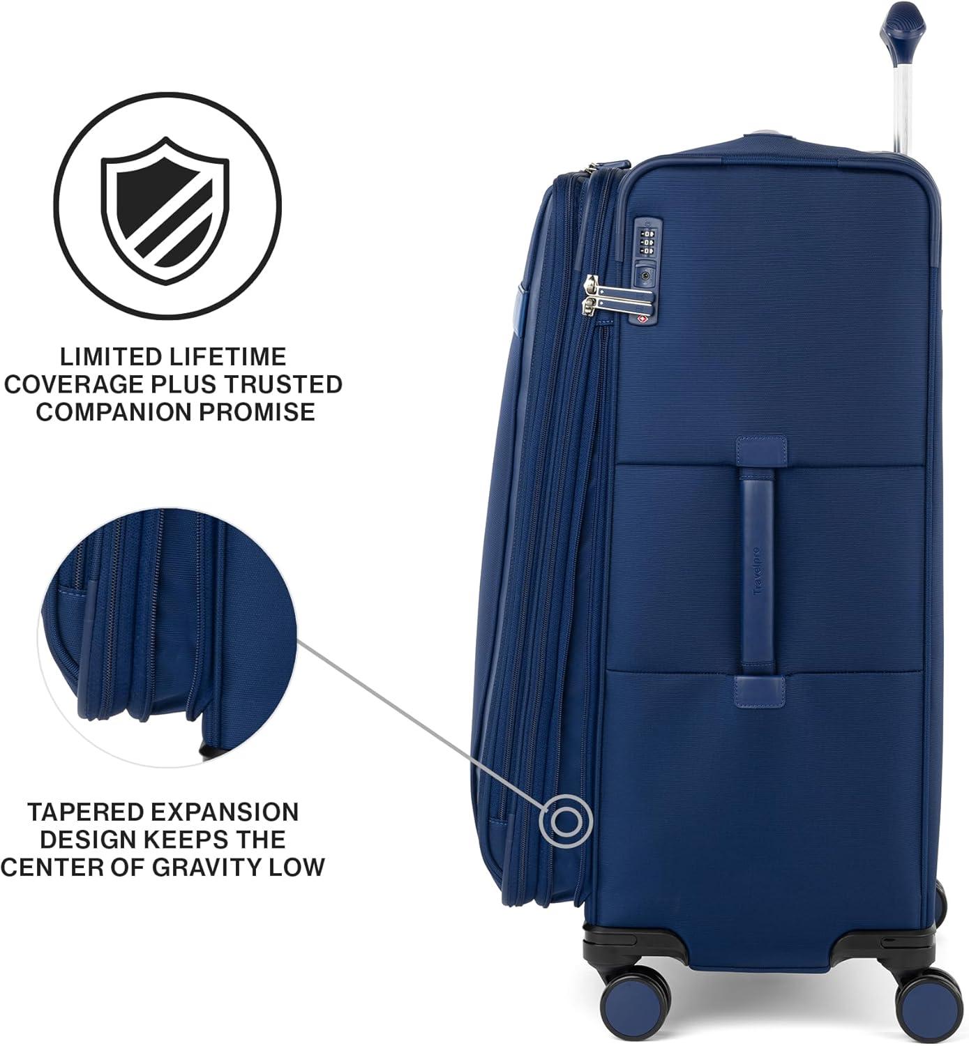 imageTravelpro VersaPack Lightweight Softside Expandable Checked Luggage 8 Spinner Suitcase TSA Lock Men and Women Checked Large 29Inch Elemental BlueEstate Blue