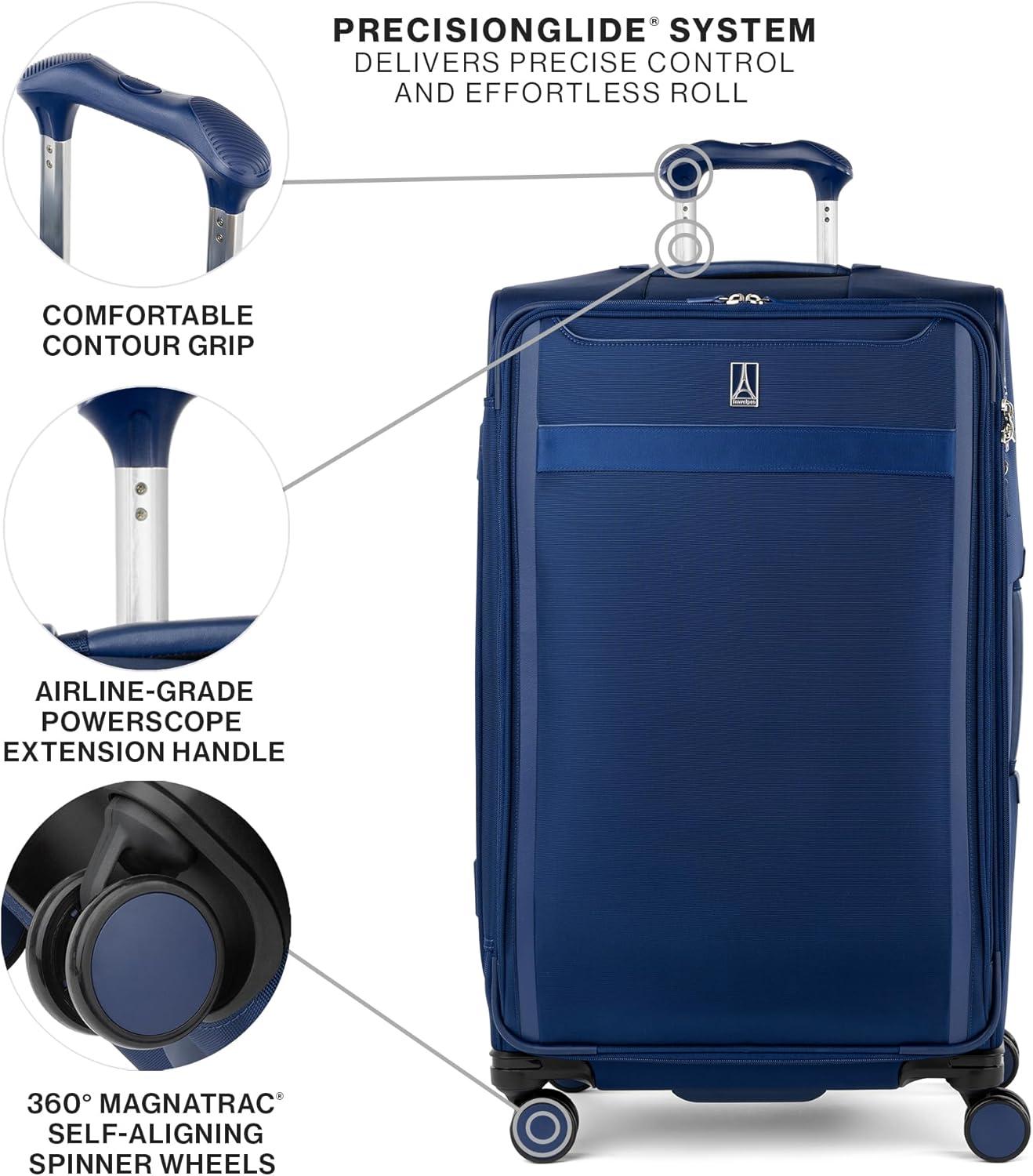 imageTravelpro VersaPack Lightweight Softside Expandable Checked Luggage 8 Spinner Suitcase TSA Lock Men and Women Checked Large 29Inch Elemental BlueEstate Blue