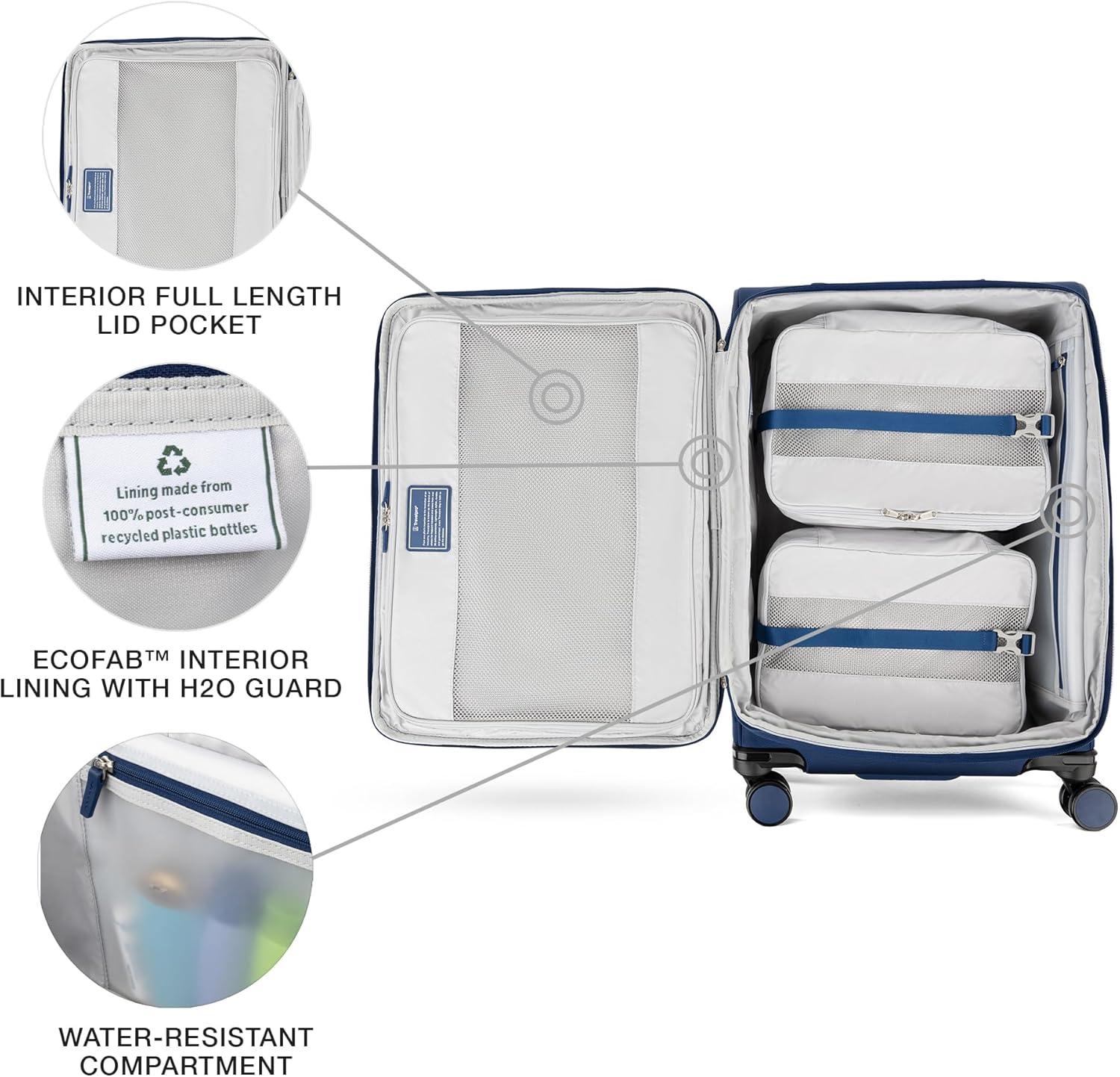 imageTravelpro VersaPack Lightweight Softside Expandable Checked Luggage 8 Spinner Suitcase TSA Lock Men and Women Checked Large 29Inch Elemental BlueEstate Blue