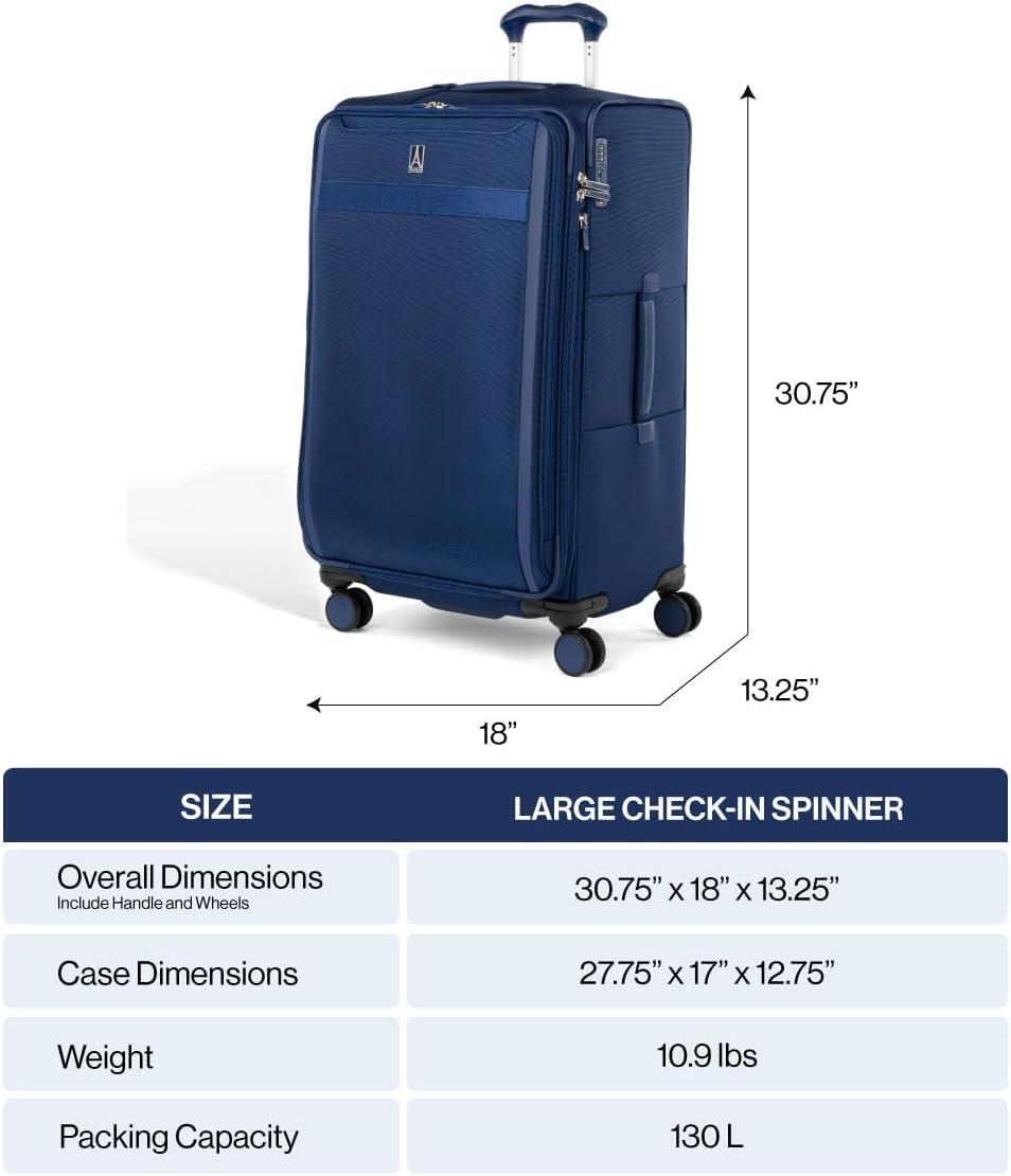 imageTravelpro VersaPack Lightweight Softside Expandable Checked Luggage 8 Spinner Suitcase TSA Lock Men and Women Checked Large 29Inch Elemental BlueEstate Blue
