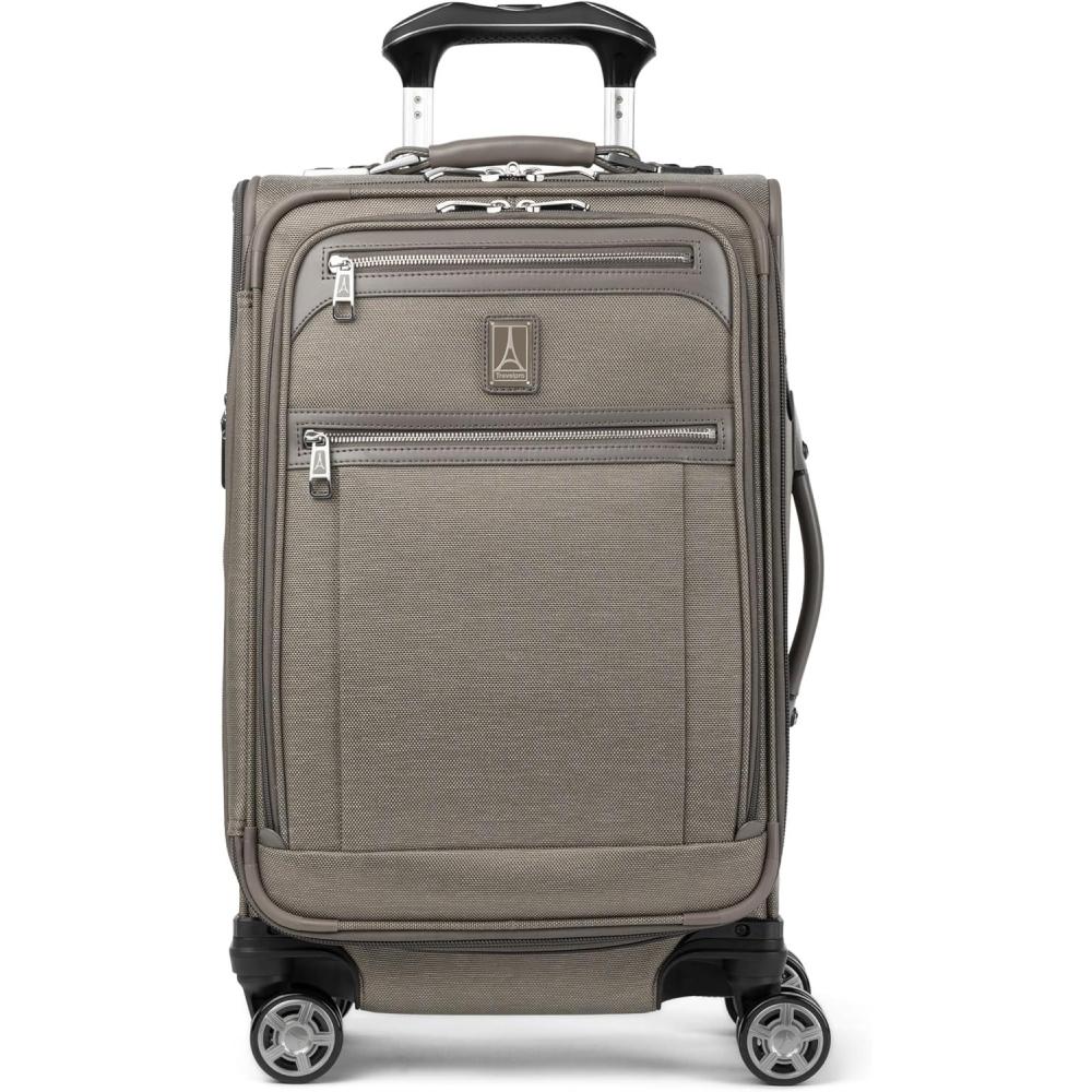 imageTravelpro Platinum Elite Softside Expandable Checked Luggage 8 Wheel Spinner Suitcase TSA Lock Men and Women Navy Camouflage Checked Medium 25InchMetallic Sand