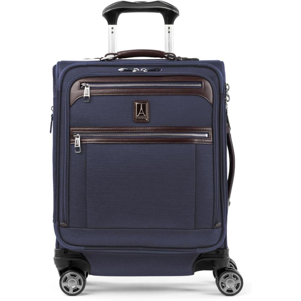 imageTravelpro Platinum Elite Softside Expandable Checked Luggage 8 Wheel Spinner Suitcase TSA Lock Men and Women Navy Camouflage Checked Medium 25InchTrue Navy Blue