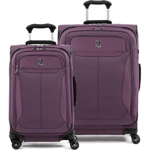 Travelpro Tourlite Softside 3-Piece Set, Expandable Luggage, 4 Spinner Wheels, Lightweight Suitcase, 21″ Carry-On, 29 Check Large, Black(Deep Purple)