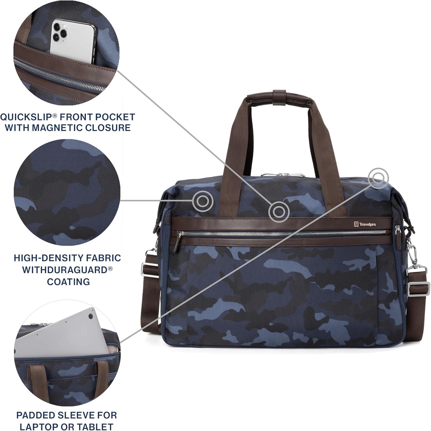 imageTravelpro Platinum Elite Carry on Soft Travel Duffel Bag Weekender Gym Bag Men and WomenNavy Camouflage