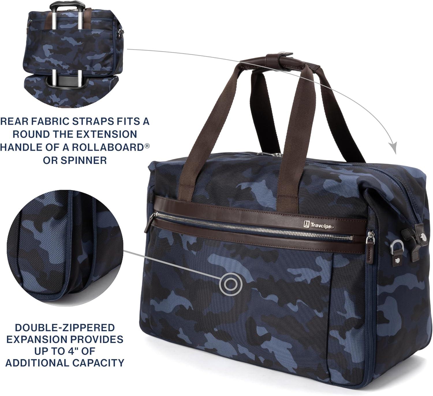 imageTravelpro Platinum Elite Carry on Soft Travel Duffel Bag Weekender Gym Bag Men and WomenNavy Camouflage