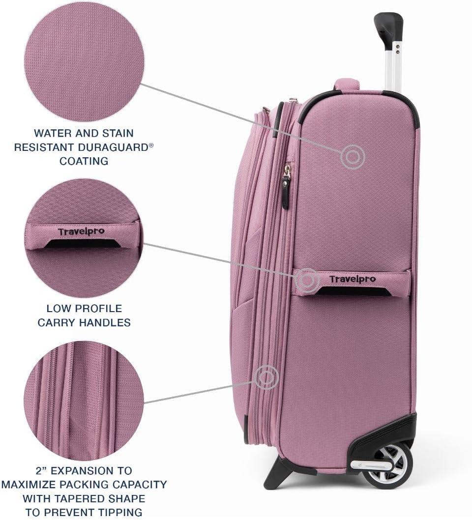 imageTravelpro Maxlite 5 Softside Expandable Upright 2 Wheel Carryon Luggage Lightweight 20Inch BlackOrchid Pink Purple