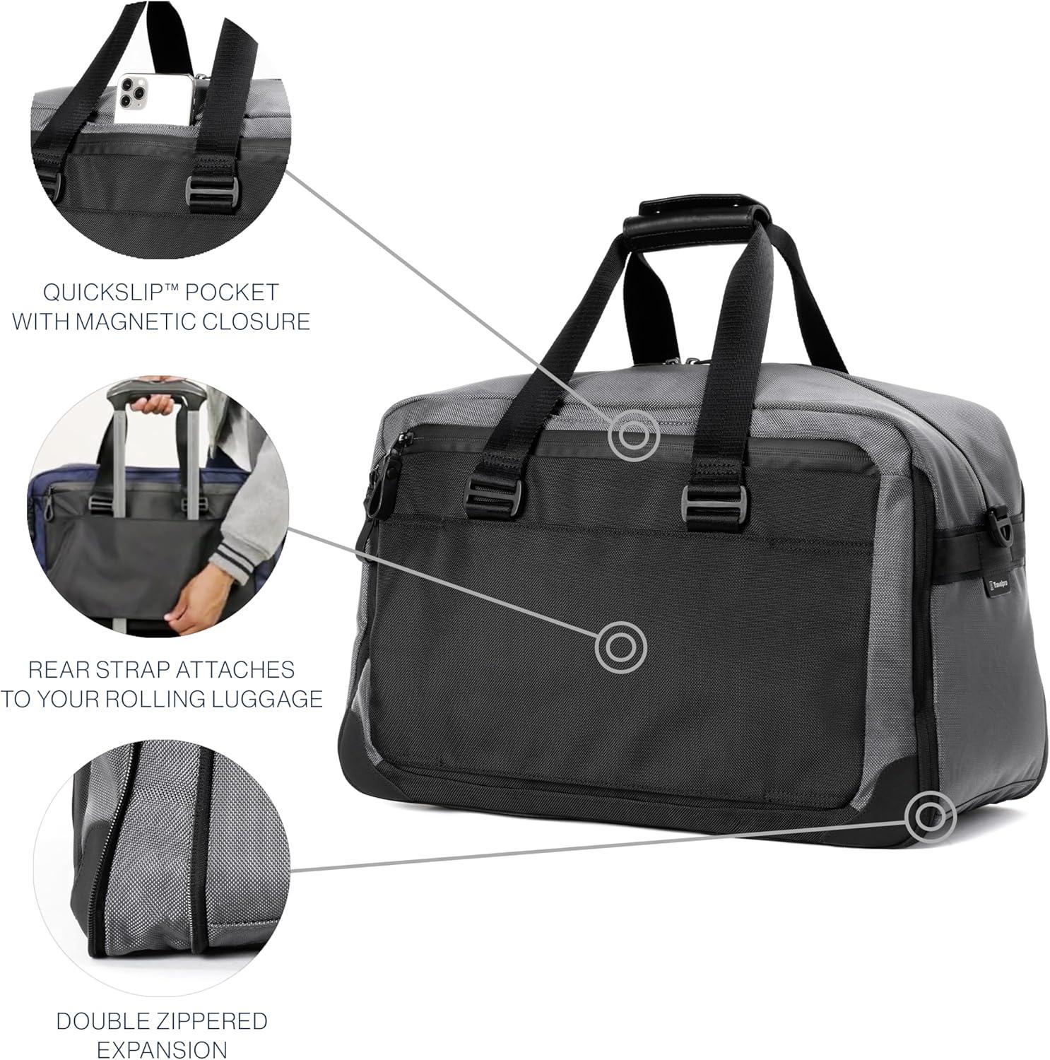 imageTravelpro Altitude Double Expansion Travel Duffel Bag 4048L Weekender Overnight Water Resistant Men and WomenFalcon Grey