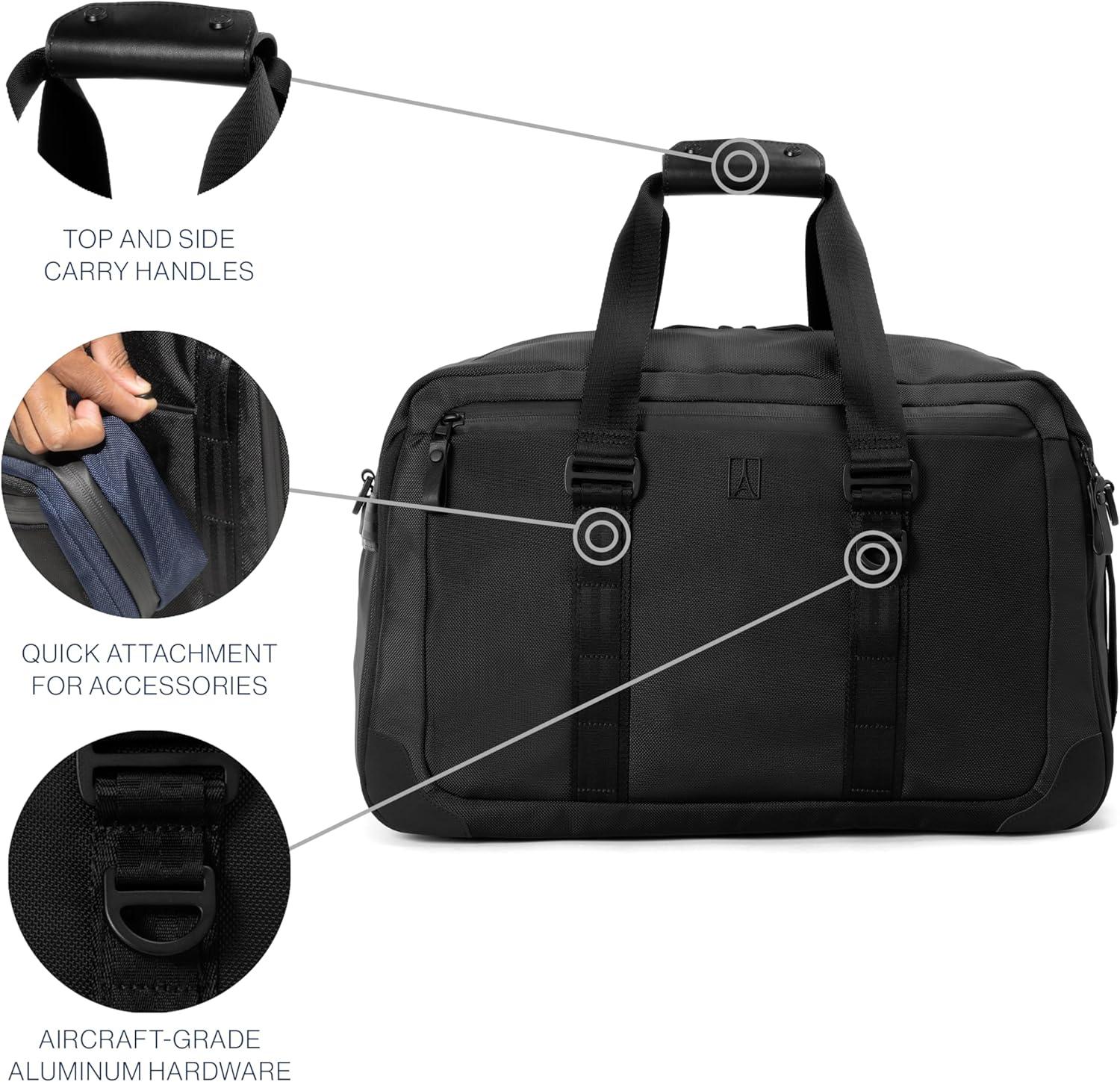 imageTravelpro Altitude Double Expansion Travel Duffel Bag 4048L Weekender Overnight Water Resistant Men and WomenJet Black